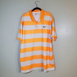 Nike Golf Dri Fit Men's Orange Striped Polo Shirt Size XXL